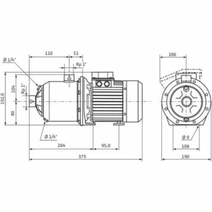 Wilo Horiz.mehrst.Kreiselpumpe Economy MHI 202 3ph Rp1 3x400V-0,55kW, Viton 6