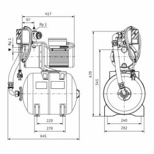 Wilo Hochdruck-Kreiselpumpe Jet HWJ 50/2 L 204, G 1/Rp 1, 1.1kW 6