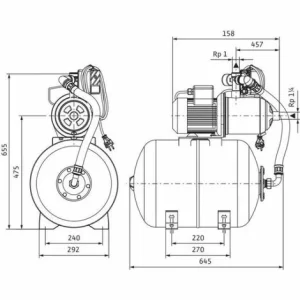 Wilo Hochdruck-Kreiselpumpe MultiPress HMP 605,Rp1,3ph,1.1kW 6