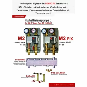 NEU Verteiler Hydraulische Weiche Pumpengruppen Wilo Set Stellmotor Thermostat Warmwasser FH 9