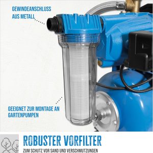 Güde Wasserfilter TYP B (inkl. Filtereinsatz, beidseitiger Gewindeanschluss aus Metall IG/AG 1", max. 5,5 bar, auswaschbare Filterkartusche, kein Ansaugen von Sand und Feststoffen, für Gartenpumpen) 9