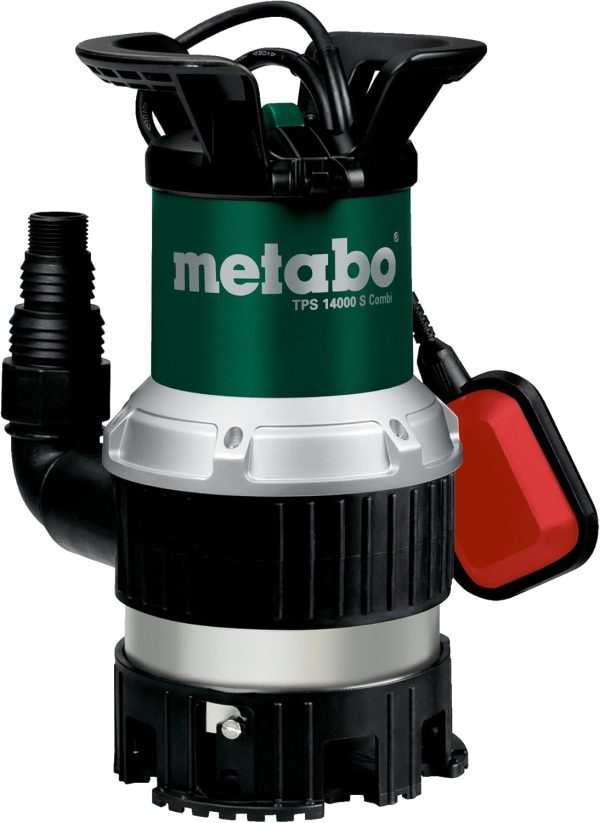 Metabo Kombi-Tauchpumpe TPS 14000 S Combi – 0251400000 – Nennaufnahmeleistung: 770 W – Max. Fördermenge: 14000 l/h und max. Förderhöhe 8,5 m – Max. Eintauchtiefe: 7 m – 245 x 179 x 360 mm 1