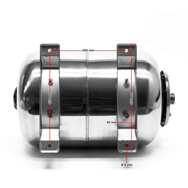 Wiltec Edelstahl Ausdehnungsgefäß 50 Liter, horizontaler Membrankessel für Hauswasserwerke und Druckerhöhungsanlagen mit EPDM Membran 6