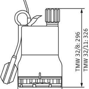 Wilo-Drain TMW 32/8, Schmutzwasser Tauchpumpe zur Förderung von klarem oder leicht verschmutztem Wasser aus Kellern, Behältern, Teichen oder Brunnen Kabellänge 4m, max. 9100l/h, max. 0, 7 bar, 370W 4