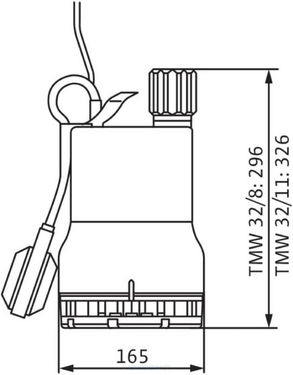 Wilo-Drain TMW 32/8, Schmutzwasser Tauchpumpe zur Förderung von klarem oder leicht verschmutztem Wasser aus Kellern, Behältern, Teichen oder Brunnen Kabellänge 4m, max. 9100l/h, max. 0, 7 bar, 370W 2