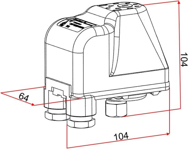 Wiltec Druckschalter SK-9 230V 1-phasig, Druckwächter mit Trockenlaufschutz für Hauswasserwerke und Pumpen, zuverlässige Pumpensteuerung 6