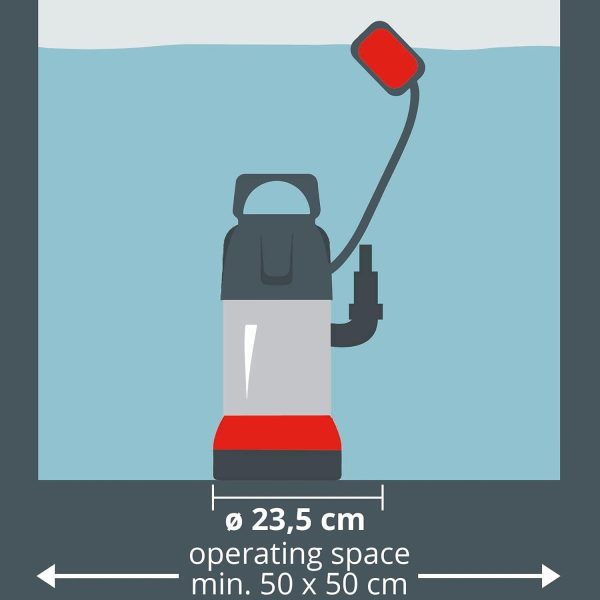 Einhell GC-DP 7835 Schmutzwasserpumpe (Rot, 780W,Ø35 mm Fremdkörper,15.700 L/h Förderl., Schwimmerschalter, Tragegriff, Kabelaufwicklung, Universalanschl.) Rot 4