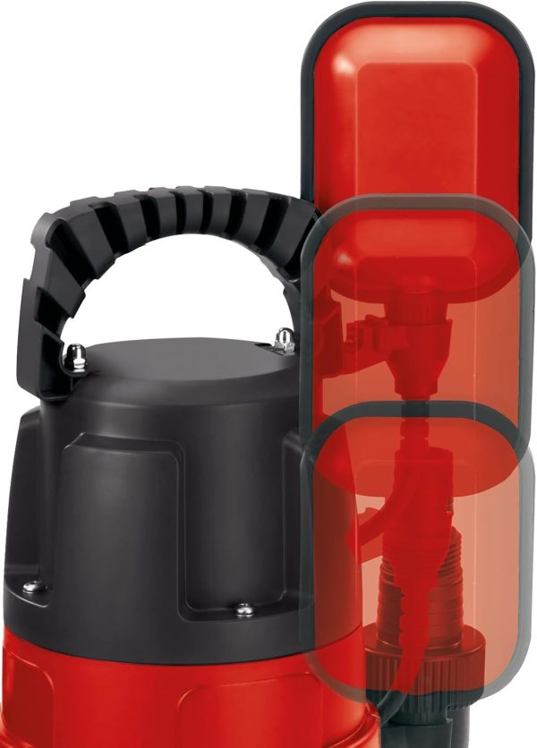 Einhell GC-DP 7835 Schmutzwasserpumpe (Rot, 780W,Ø35 mm Fremdkörper,15.700 L/h Förderl., Schwimmerschalter, Tragegriff, Kabelaufwicklung, Universalanschl.) Rot 5