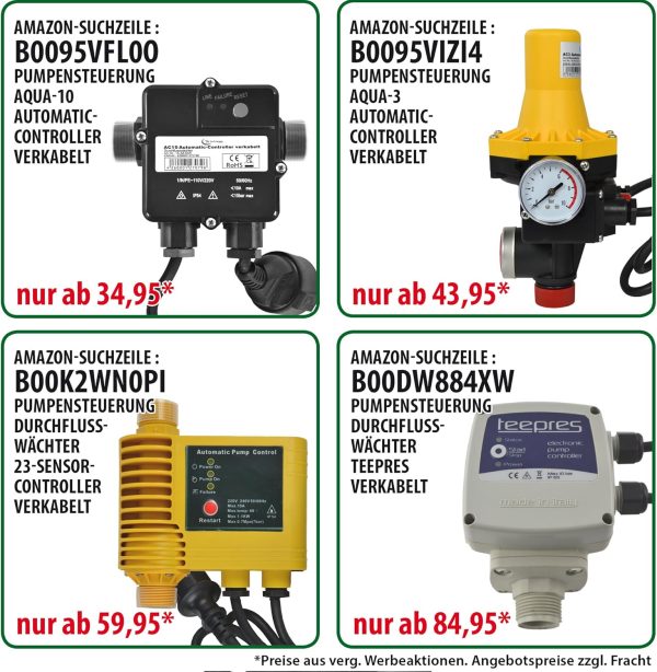 KREISELPUMPE JETPUMPE HAUSWASSERWERK HAUSWASSERAUTOMAT INNO-TEC 1200-1 mit EU. Fertigung FLUOMAC® vk Durchflusswächter Pumpe als Gartenpumpe od. Brauchwasserversorgung, Regenwasserpumpe Klarwasserpumpe f Regenwassernutzung 7