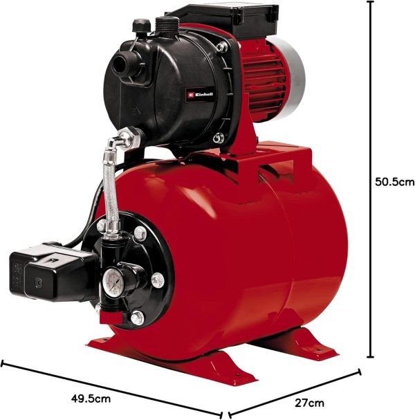 Einhell Hauswasserwerk GC-WW 6538 (650 W, 3,6 bar Druck, 3.800 l/h Förderleistung, integrierter Druckschalter, Manometer, 20l Behälter) 7