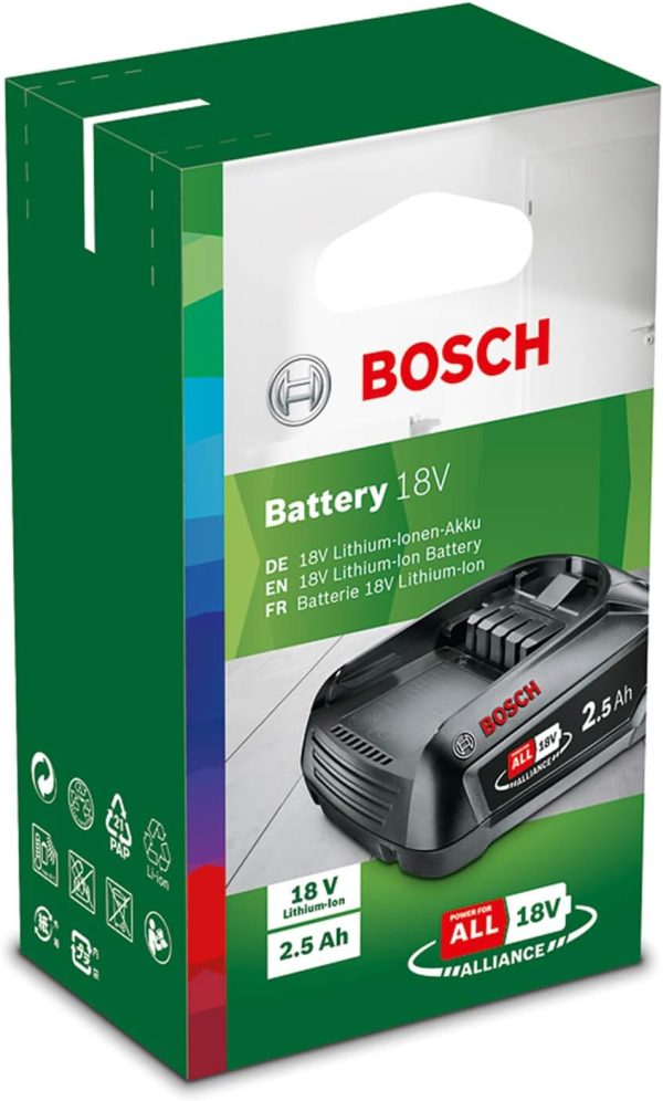 Bosch Ersatz-Akku PBA 18V 2.5Ah W-C (18V System; Hohe Kapazität für längere Laufzeit; Kompatibel mit Allen 18V Power for All-Geräten) 7