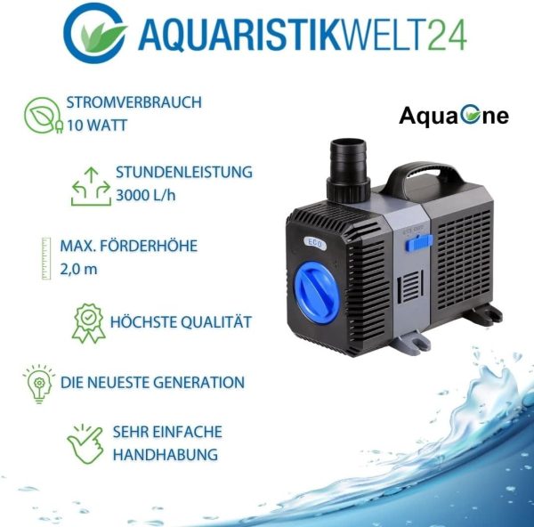 AquaOne CTP-2800 Aquarium & Teichpumpe 10 Watt Eco Motor 3000 l/h Förderpumpe, Pumpe, Aquariumpumpe geringer Stromverbrauch… 2