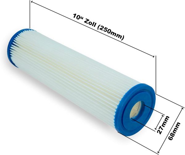 Lamellenfilter/Faltenfilter 10 Zoll (250mm) mit einer Filterfeinheit von 20µ (Mikrometer) aus trinkwassergeeignetem Polypropylen [Einzelkartusche] 2