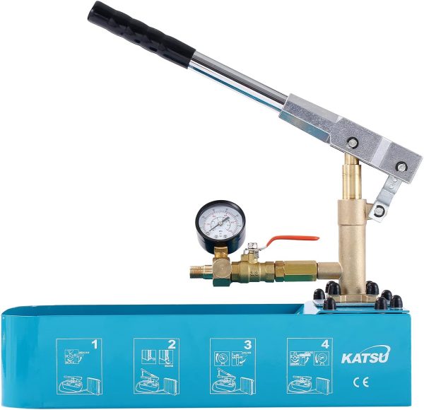 KATSU Druckprüfungspumpe Wasserpumpen, Manuell Handbetrieben Hydraulisch 7L 0-60Bar Leckagetester für die Inspektion der Installation von Heiß- und Kaltwasserrohrsy Stemen 318926 8