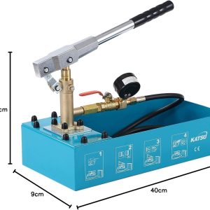 KATSU Druckprüfungspumpe Wasserpumpen, Manuell Handbetrieben Hydraulisch 7L 0-60Bar Leckagetester für die Inspektion der Installation von Heiß- und Kaltwasserrohrsy Stemen 318926 27