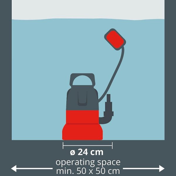 Einhell Tauchpumpe GC-SP 3580 LL (350 W, 8.000 Liter pro Stunde, flachabsaugend bis 1 mm, Pumpenstart ab 8 mm, integriertes Rückschlagventil) 3