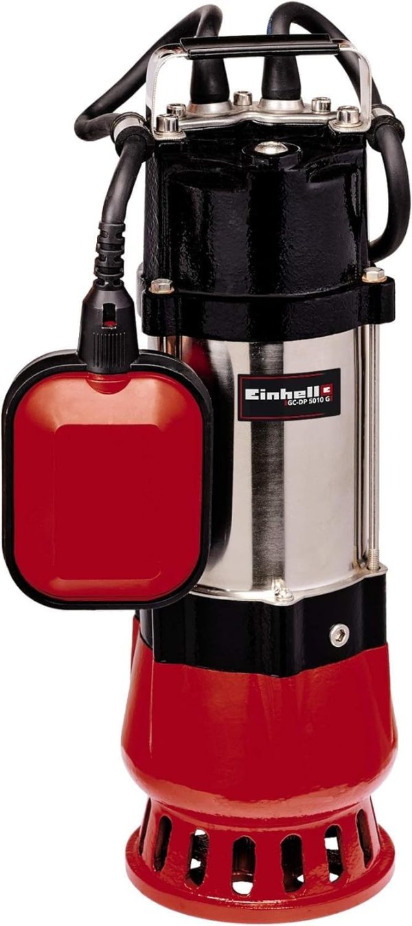 Einhell Schmutzwasserpumpe GC-DP 5010 G (500 Watt, 12.000 ltr./Std, max. Förderhöhe 8 m, Anschluss 42 mm, stufenlos höhenverstellbarer Schwimmerschalter, Edelstahl-Motorgehäuse) 1