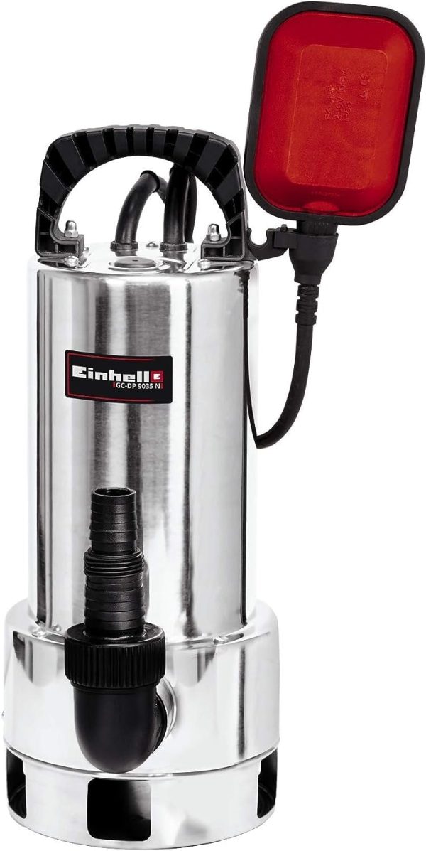 Einhell Schmutzwasserpumpe GC-DP 9035 N (900 W, Edelstahl-Pumpe, max. Fördermenge 18.000 l/Std., max. Fremdkörpergröße 35 mm, stufenlos höhenverstellbarer Schwimmerschalter) 1