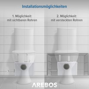 Arebos Hebeanlage | Schmutzwasserpumpe | Fäkalienpumpe | Abwasser | 600 W | für WC, Dusche, Waschbecken | 100 l/min | weiß 16