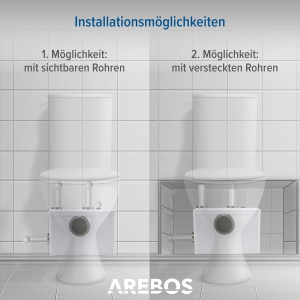 Arebos Hebeanlage | Schmutzwasserpumpe | Fäkalienpumpe | Abwasser | 600 W | für WC, Dusche, Waschbecken | 100 l/min | weiß 6