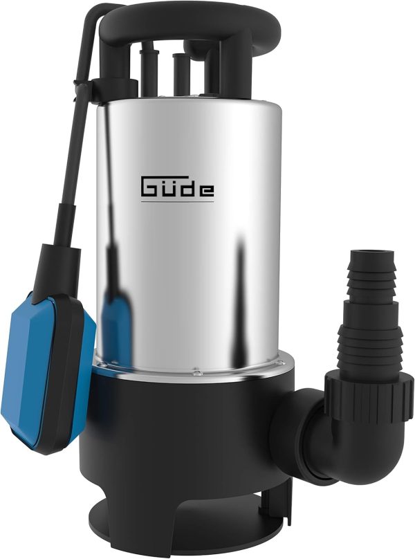 Güde Schmutzwassertauchpumpe GS 1103 PI (1100 W, Fördervolumen: 20.000 l/h, max. Förderhöhe: 8 m, max. Eintauchtiefe: 7 m, Laufrad aus Noryl, Edelstahlmantel & -welle, Thermoschutz, Schwimmerschalter) 1