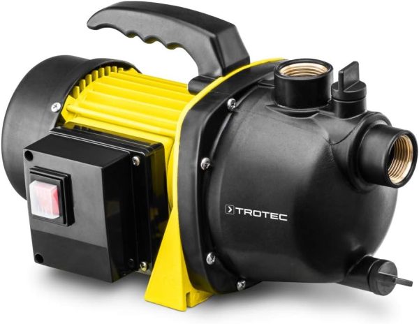 TROTEC Gartenpumpe TGP 1000 E – Pumpe mit Leistung 3300 l/h, 1000 W – Förderdruck 4,2 bar, Förderhöhe 42 m, Ansaughöhe bis zu 7 m, Wasserpumpe für Regenfässer, Zisternen, Gartenteiche 1