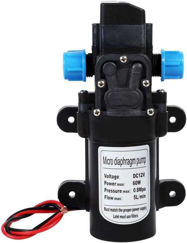 SOULONG Wasserpumpe, 12 V, 160 PSI, automatisch, Hochdruck, Membran-Wasserpumpe, selbstansaugend für Auto, Boot, Wohnwagen, für Schläuche mit einem Innendurchmesser von 8 mm und Außendurchmesser 12 mm 1