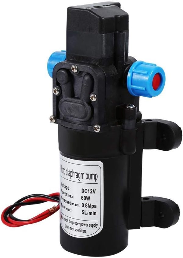 SOULONG Wasserpumpe, 12 V, 160 PSI, automatisch, Hochdruck, Membran-Wasserpumpe, selbstansaugend für Auto, Boot, Wohnwagen, für Schläuche mit einem Innendurchmesser von 8 mm und Außendurchmesser 12 mm 7