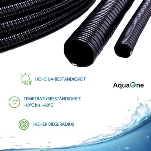 AquaOne Teichschlauch Spiralschlauch 25 mm 1' Meterware schwarz Top Qualität Rolle pvc lichtundurchlässig Pumpe Filter 12