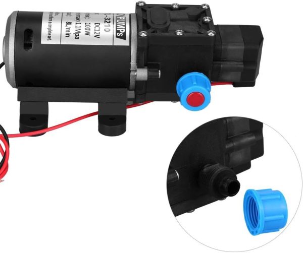 Hochdruck-Wasserpumpe, 12 V DC 100 W, 8 l/min, 160 PSI, selbstansaugende Membran-Wasserpumpe für Wohnmobil, Autowäsche, Bootswäsche, Reinigung und Gartenbewässerung 4