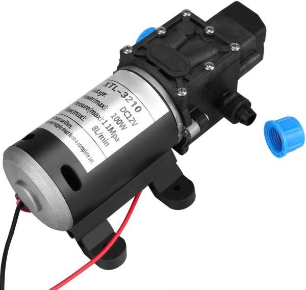 Hochdruck-Wasserpumpe, 12 V DC 100 W, 8 l/min, 160 PSI, selbstansaugende Membran-Wasserpumpe für Wohnmobil, Autowäsche, Bootswäsche, Reinigung und Gartenbewässerung 7