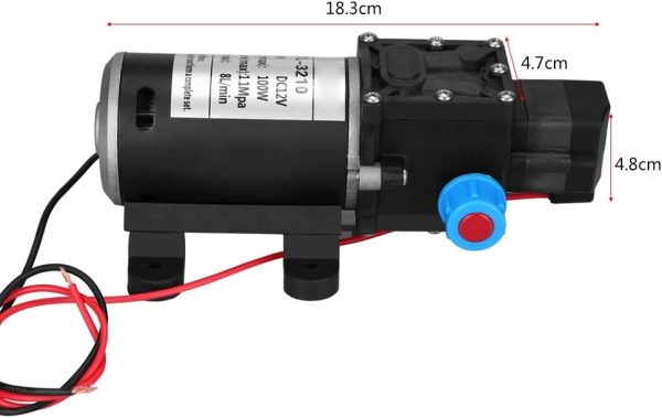 Selbstansaugende Wasserpumpe mit hohem Druck, DC 12 V, automatische Wasserpumpe für Wohnmobile, Boote, Wohnwagen und Garten, Wasserpumpe zur Reinigung (100 W 8 l/min) 3