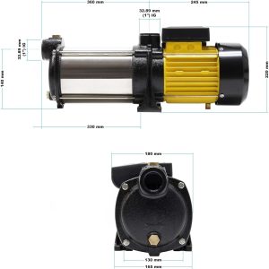 Wiltec Mehrstufige Kreiselpumpe 9000l/h 2200W Förderhöhe 105m, Ansaughöhe 9m, 2850U/min, Wasserpumpe für Hauswasserwerke, Haus und Garten 11