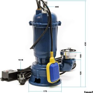 Wiltec Schmutzwasserpumpe 550 W Tauchpumpe mit 10.000 l/h Fördermenge inkl. 20 m Schlauch Pumpe 10