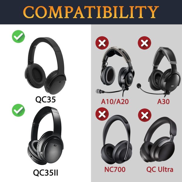 SoloWIT® Ersatz Ohrpolster für Bose QC35, kompatibel mit Over-Ear Kopfhörern von QuietComfort 35 (QC35) und Quiet Comfort 35 II (QC35 ii) 2