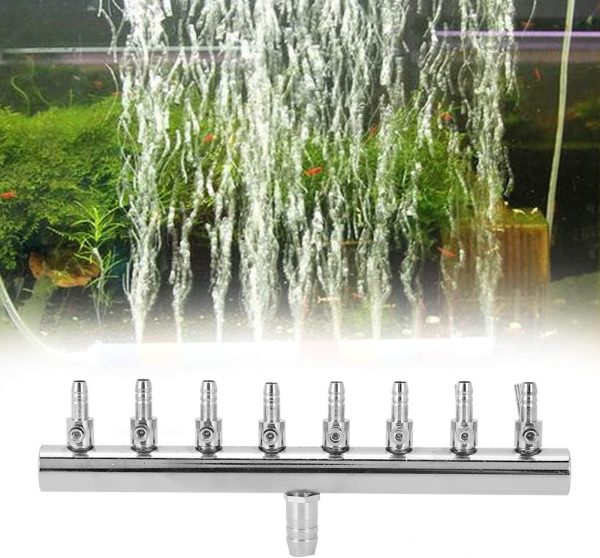 Pssopp 8 Wege 12 Wege Aquarium Luftverteiler Stainless Steel Air Flow Splitter Aquarium Luftventilverbinde Aquarium Sauerstoffverteiler for Aquarium Fish Tank (8 Wege) 2