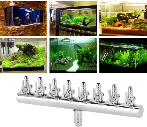 Pssopp 8 Wege 12 Wege Aquarium Luftverteiler Stainless Steel Air Flow Splitter Aquarium Luftventilverbinde Aquarium Sauerstoffverteiler for Aquarium Fish Tank (8 Wege) 4