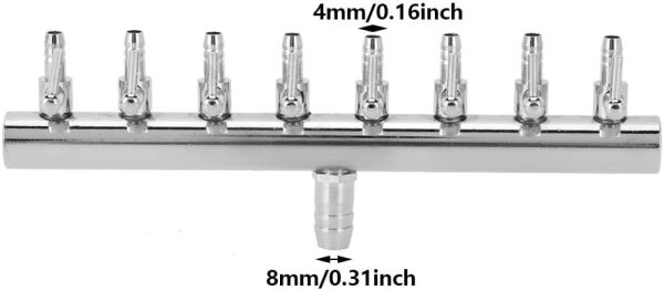 Pssopp 8 Wege 12 Wege Aquarium Luftverteiler Stainless Steel Air Flow Splitter Aquarium Luftventilverbinde Aquarium Sauerstoffverteiler for Aquarium Fish Tank (8 Wege) 7