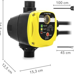 TROTEC Elektronischer Druckschalter TDP DS – Pumpensteuerung Druckwächter – für Wasserpumpen, Hauswasserwerk, Gartenpumpen max. 10 bar, ohne Stecker 8