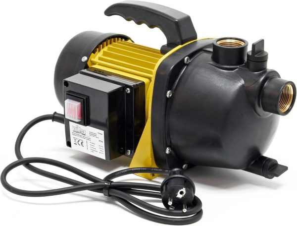 Wiltec Gartenpumpe 3800/h, 1200W, mit Tragegriff & Wasserablassschraube, max. Förderhöhe 48m, für Süßwasser Hauswasserwerk Wasserpumpe Bewässerungspumpe Regenwasserpumpe 1