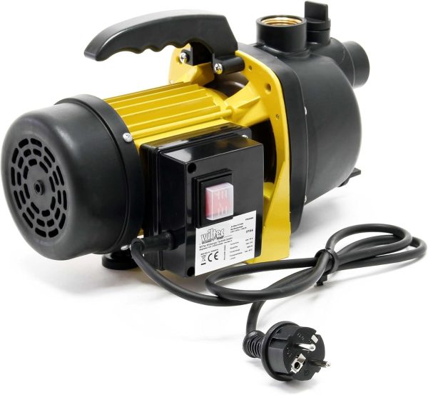 Wiltec Gartenpumpe 3800/h, 1200W, mit Tragegriff & Wasserablassschraube, max. Förderhöhe 48m, für Süßwasser Hauswasserwerk Wasserpumpe Bewässerungspumpe Regenwasserpumpe 4