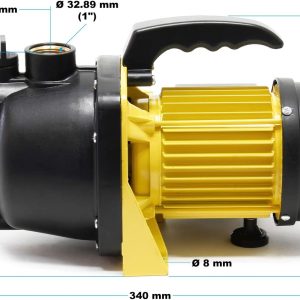 Wiltec Gartenpumpe 2800l/h, 600W, mit Tragegriff & Wasserablassschraube, max. Förderhöhe 35m, für Süßwasser Hauswasserwerk Wasserpumpe Bewässerungspumpe Regenwasserpumpe 16