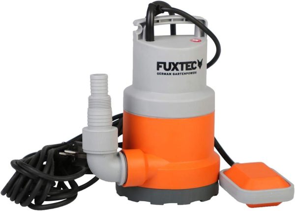 FUXTEC Tauchpumpe Schmutzwasserpumpe Wasserpumpe 250 Watt, max. 6000 l/h, max. 6 m Förderhöhe, Fremdkörper bis 0,5cm, integrierter Schwimmerschalter Orange 1