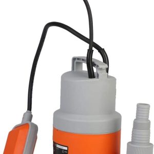 FUXTEC Tauchpumpe Schmutzwasserpumpe Wasserpumpe 250 Watt, max. 6000 l/h, max. 6 m Förderhöhe, Fremdkörper bis 0,5cm, integrierter Schwimmerschalter Orange 12