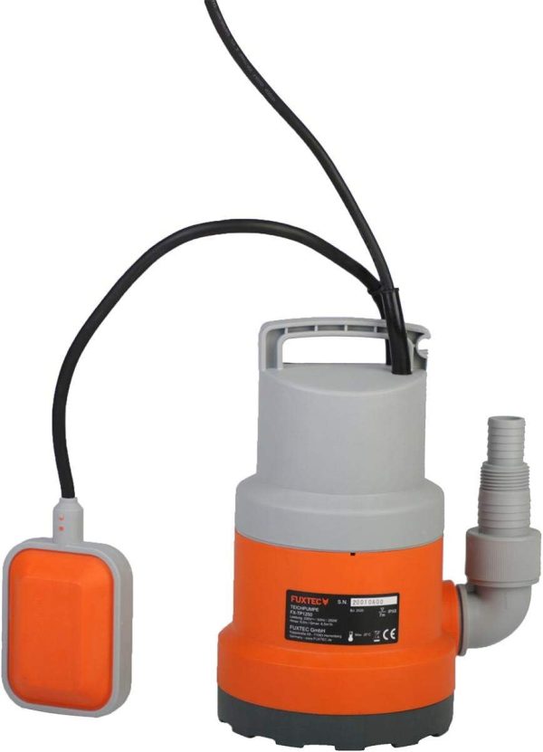 FUXTEC Tauchpumpe Schmutzwasserpumpe Wasserpumpe 250 Watt, max. 6000 l/h, max. 6 m Förderhöhe, Fremdkörper bis 0,5cm, integrierter Schwimmerschalter Orange 5