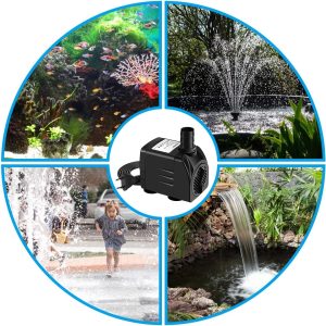 Awroutdoor Wasserpumpe Tauchpumpe, 1800L/H Aquariumpump für Teich Brunnen Aquarium Garten, Submersible Pumpe 3 Düse 13mm-16mm-19mm, Kabel1.9m(25W) 18