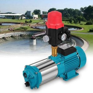 1300W Kreiselpumpe Hauswasserwerk Gartenpumpe selbstansaugend mit Druckschalter/Pumpensteuerung(Blau) (Schalter + Manometer + Kupfer 5-Wege) 12