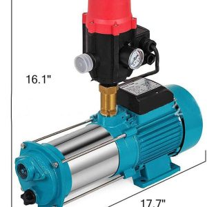 1300W Kreiselpumpe Hauswasserwerk Gartenpumpe selbstansaugend mit Druckschalter/Pumpensteuerung(Blau) (Schalter + Manometer + Kupfer 5-Wege) 16