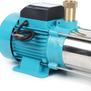 1300W Kreiselpumpe Hauswasserwerk Gartenpumpe selbstansaugend mit Druckschalter/Pumpensteuerung(Blau) (Schalter + Manometer + Kupfer 5-Wege) 20