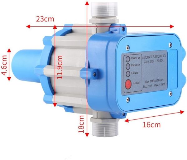 Automatische Wasserpumpensteuerung Elektrische elektronische Schaltersteuerung Wasserpumpendruckregler für selbstansaugende Pumpe Strahlpumpe Gartenpumpe Saubere Wasserpumpe Kreiselpumpe, 220V-240V 3